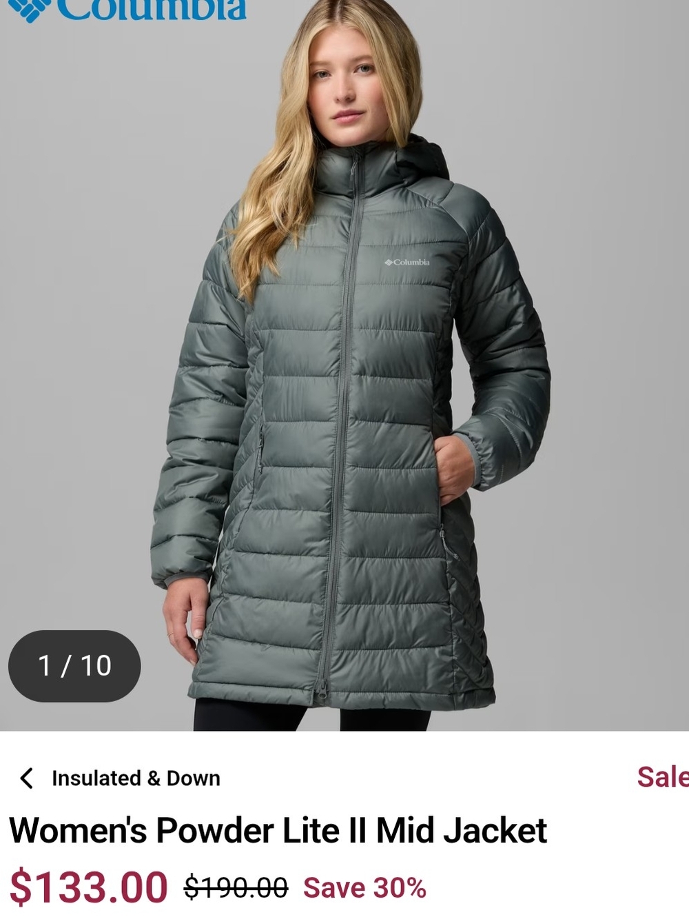 Columbia Women's Powder Lite II Mid Jacket in Slate Green